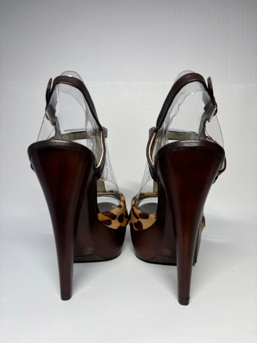 Jessica Simpson Leopard Calf Hair Platform Heels Brown T-Strap Stiletto Size 6.5